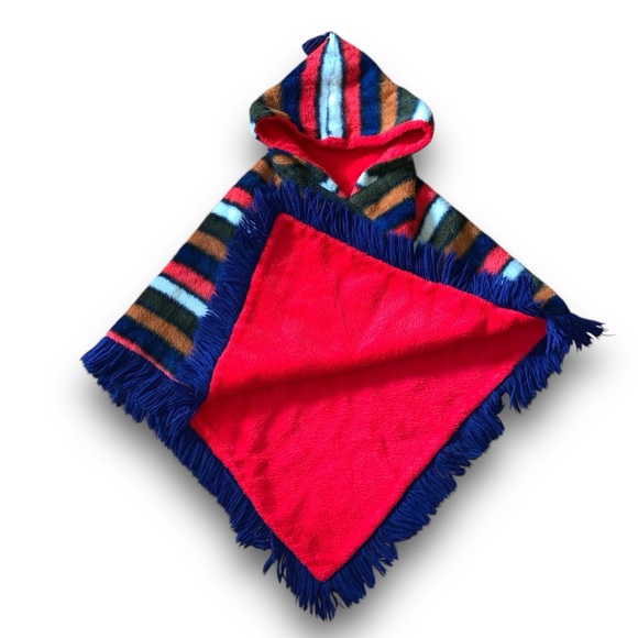 Vintage Unique Chevron Teddy Poncho Faux Fur One Size - Picture 6 of 15